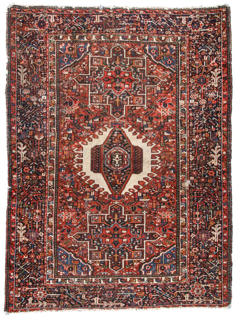 Antique Karadja Rug: 4'7'' x 6': Antique Karadja Rug, Turkey: 4'7'' x 6' (140 x 183 cm).