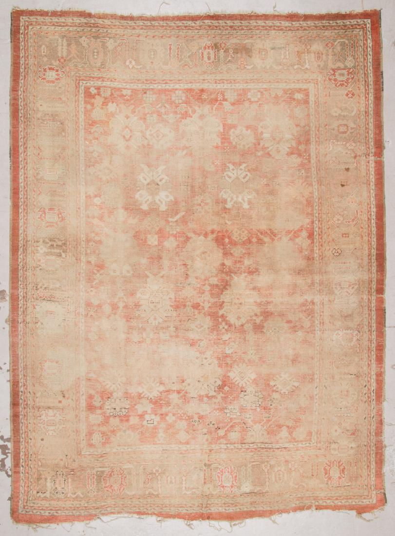 Antique Oushak Rug: 9'2'' x 12'5'': Antique Oushak Rug, Turkey: 9'2'' x 12'5'' (279 x 378 cm).