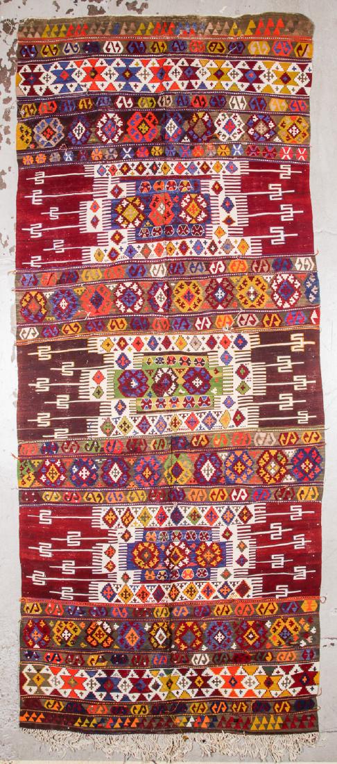 Semi-Antique Turkish Kilim: 6'8'' x 15'9'' (1 of 5)