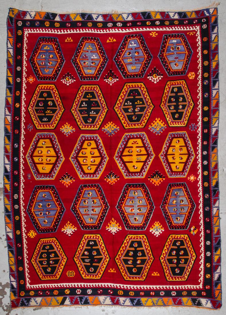 Semi-Antique Oushak Kilim: 8' x 1l': Semi-Antique Oushak Kilim, Turkey: 8' x 1l' (244 x 335 cm). The Great Cyber Monday No Reserve Rug Auction! No Hidden or Confidential Reserves. Bids Accepted at the Online START PRICE.