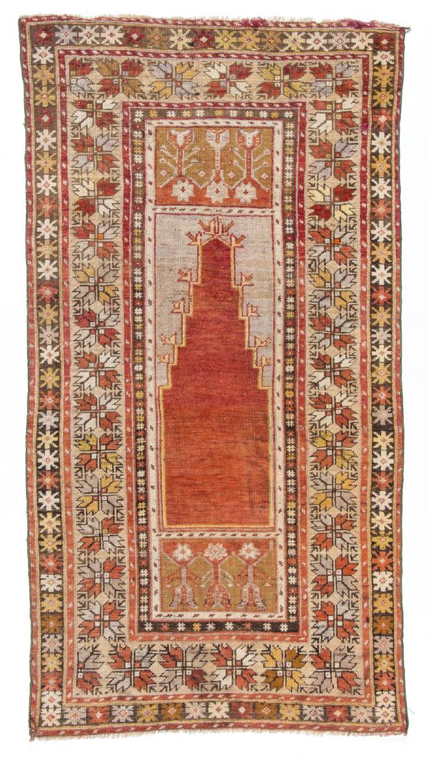 Antique Central Anatolian Prayer Rug: 3'3'' x 6'2'': Antique Central Anatolian Prayer Rug, Turkey, early 20th c: 3'3'' x 6'2'' (99 x 188 cm). The Great Cyber Monday No Reserve Rug Auction! No Hidden or Confidential Reserves. Bids Accepted at the Online 