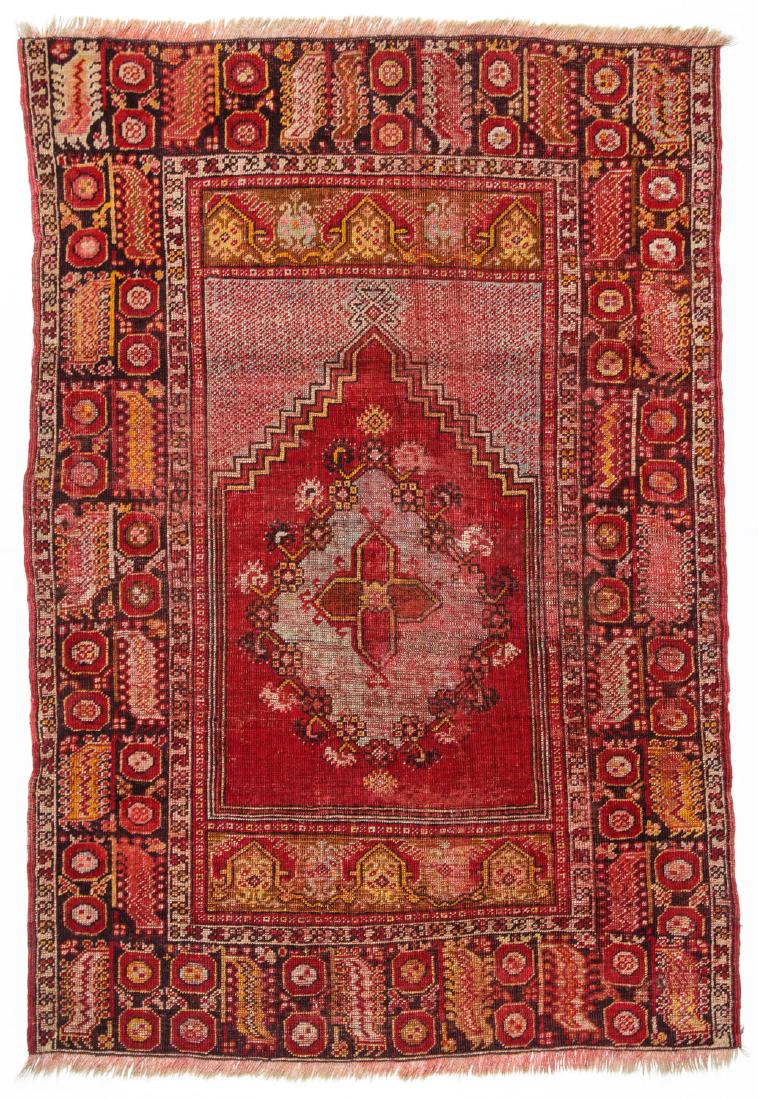 Antique Turkish Prayer Rug: 3'5'' x 4'11'': Antique Turkish Prayer Rug: 3'5'' x 4'11'' (104 x 150 cm). The Great Cyber Monday No Reserve Rug Auction! No Hidden or Confidential Reserves. Bids Accepted at the Online START PRICE.