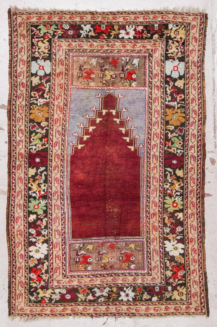 Semi-Antique Turkish Rug: 4' x 6'2'': Semi-Antique Turkish Rug, Turkey: 4' x 6'2'' (122 x 188 cm). The Great Cyber Monday No Reserve Rug Auction! No Hidden or Confidential Reserves. Bids Accepted at the Online START PRICE.