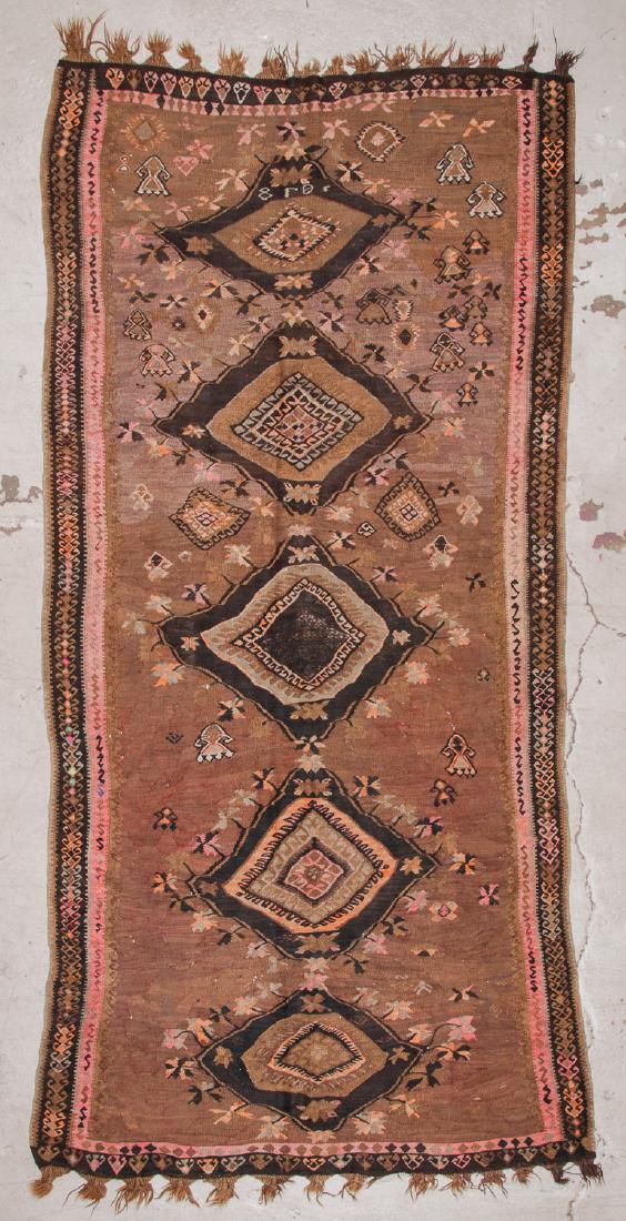 Semi-Antique Turkish Kilim: 5'8'' x 12'1'' (1 of 4)