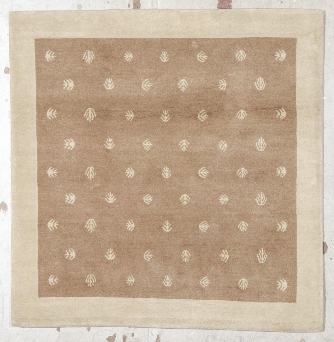 Modern Tibetan Rug: 4'1'' x 4'2'': Modern Tibetan Rug, Nepal: 4'1'' x 4'2'' (124 x 127 cm). The Great Cyber Monday No Reserve Rug Auction! No Hidden or Confidential Reserves. Bids Accepted at the Online START PRICE.