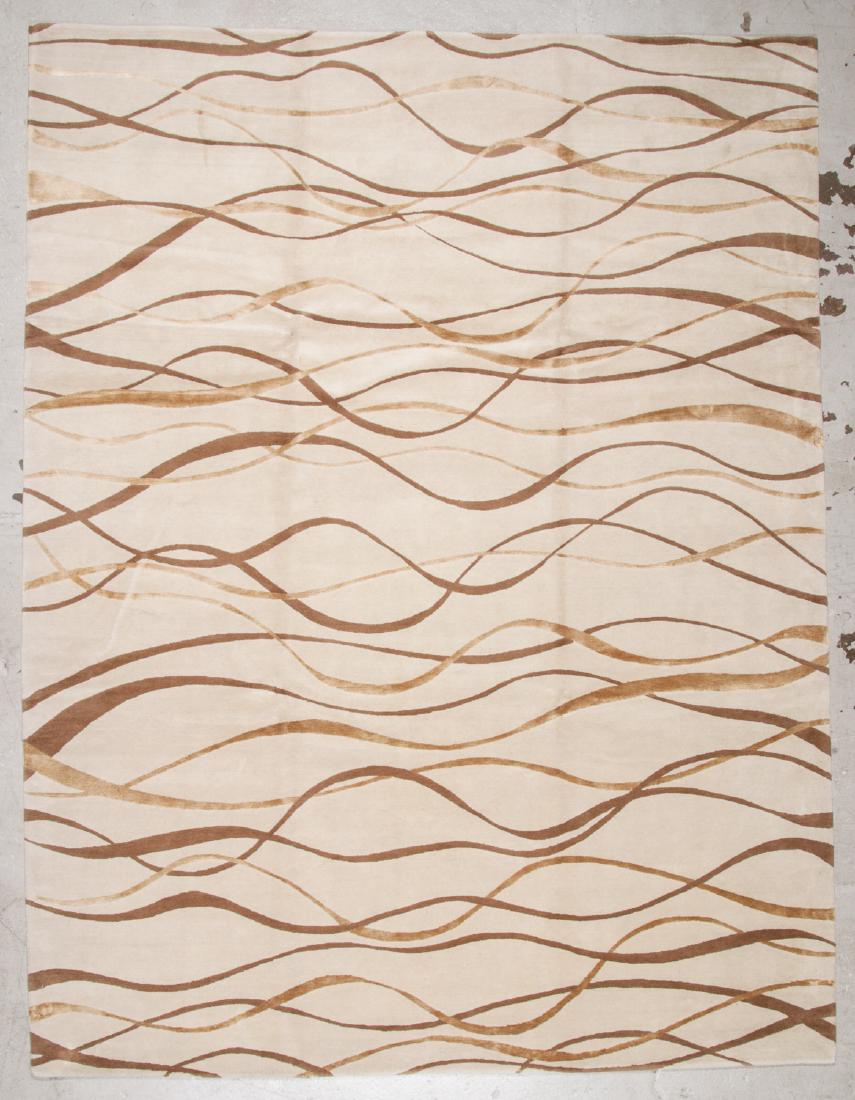 Modern Tibetan Wool & Silk Rug: 8'9'' x 11'4'': Modern Tibetan Wool & Silk Rug, Nepal: 8'9'' x 11'4'' (267 x 345 cm). The Great Cyber Monday No Reserve Rug Auction! No Hidden or Confidential Reserves. Bids Accepted at the Online START PRICE.
