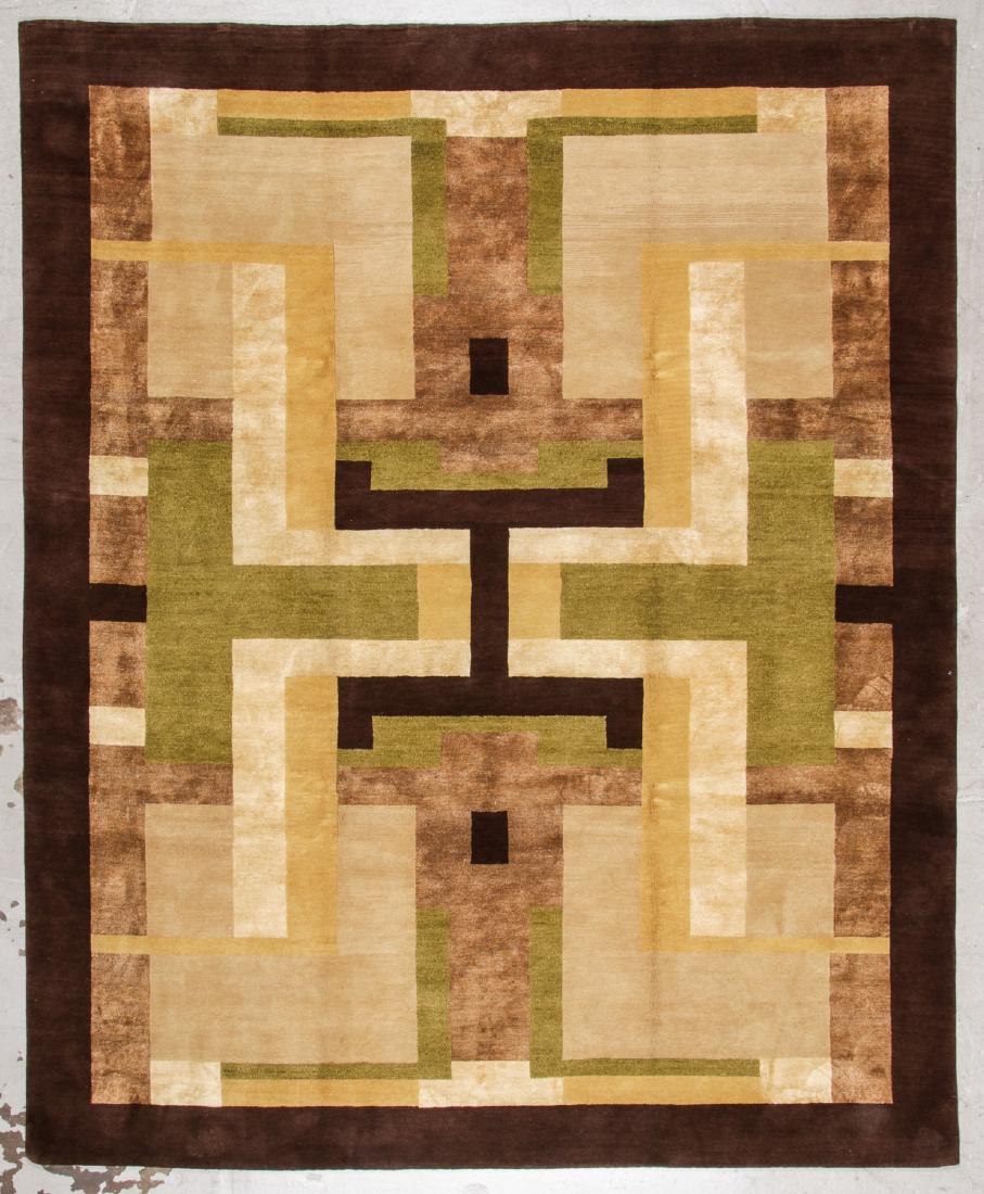 Modern Tibetan Wool & Silk Rug: 8'2'' x 9'11'': Modern Tibetan Wool & Silk Rug, Nepal: 8'2'' x 9'11'' (249 x 302 cm). The Great Cyber Monday No Reserve Rug Auction! No Hidden or Confidential Reserves. Bids Accepted at the Online START PRICE.