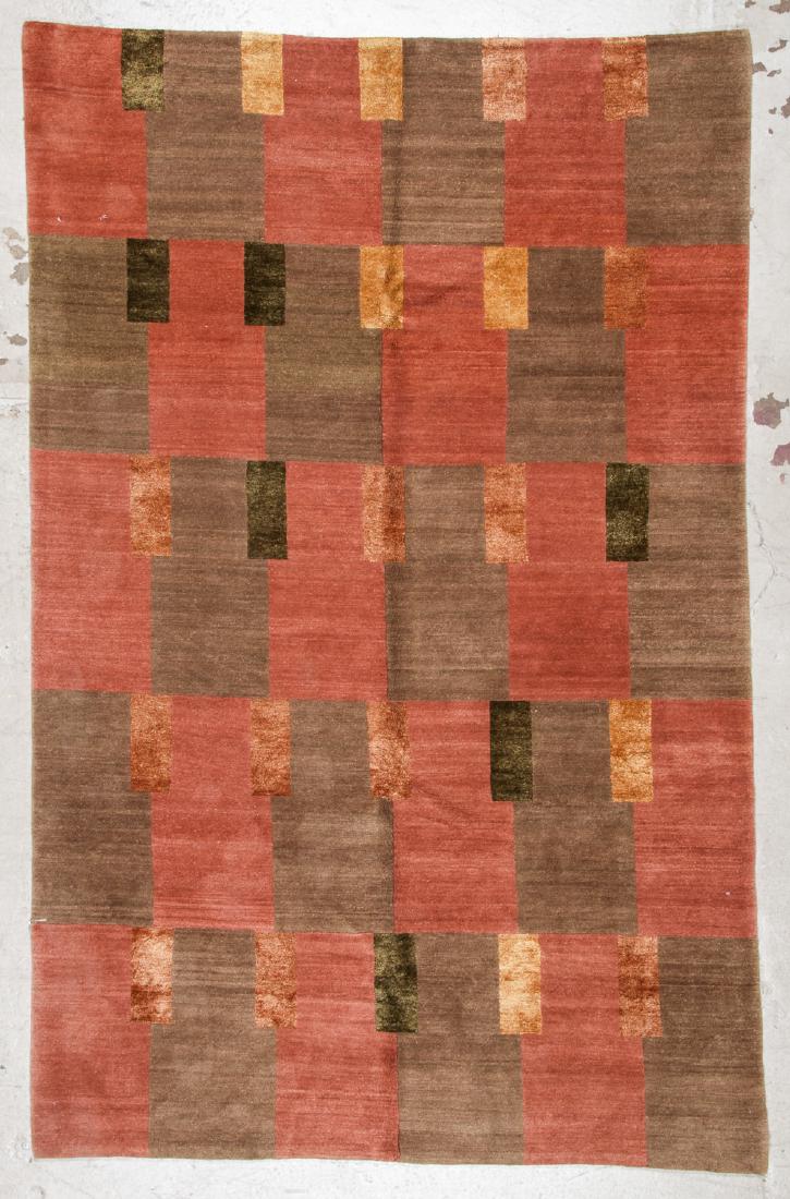 Modern Tibetan Wool & Silk Rug: 5'5'' x 8'4'': Modern Tibetan Wool & Silk Rug, Nepal: 5'5'' x 8'4'' (165 x 254 cm). The Great Cyber Monday No Reserve Rug Auction! No Hidden or Confidential Reserves. Bids Accepted at the Online START PRICE.