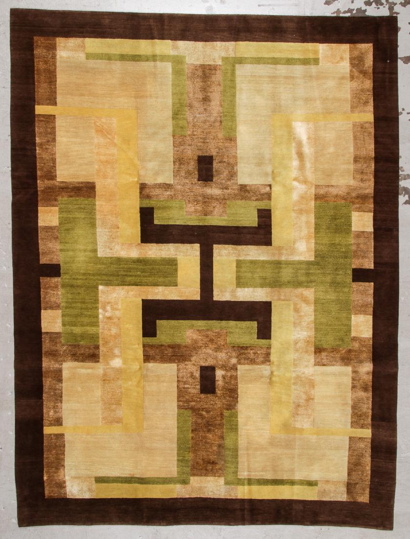 Modern Tibetan Wool & Silk Rug: 8'10'' x 11'9'': Modern Tibetan Wool & Silk Rug, Nepal: 8'10'' x 11'9'' (269 x 358 cm). The Great Cyber Monday No Reserve Rug Auction! No Hidden or Confidential Reserves. Bids Accepted at the Online START PRICE.