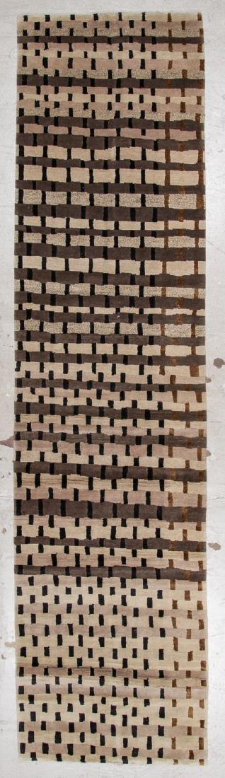Modern Tibetan Wool & Silk Rug: 3' x 10'10'' (1 of 5)