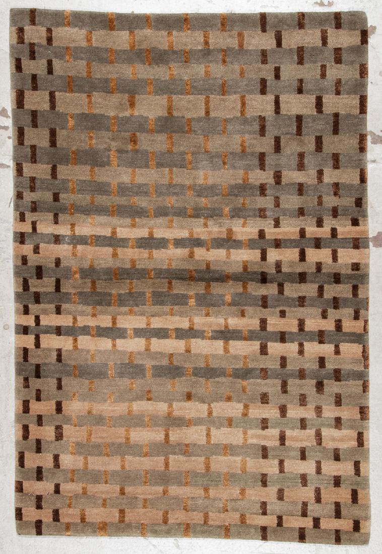 Modern Tibetan Wool & Silk Rug: 4' x 5'11'': Modern Tibetan Wool & Silk Rug, Nepal: 4' x 5'11'' (122 x 180 cm). The Great Cyber Monday No Reserve Rug Auction! No Hidden or Confidential Reserves. Bids Accepted at the Online START PRICE.