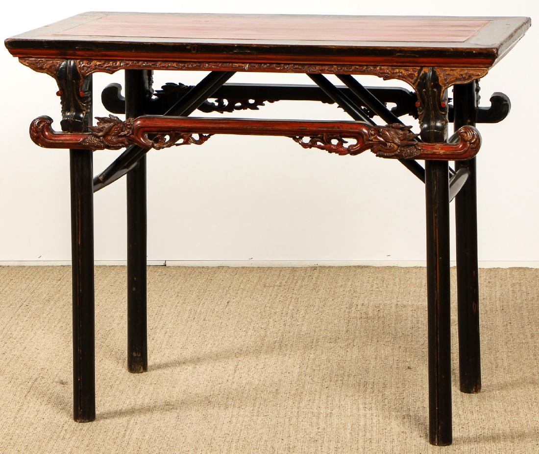 Antique Chinese Lacquer Folding Table: Antique Chinese Lacquer Folding Table. Size: 35.5'' x 43'' x 22'' (90 x 109 x 56 cm).