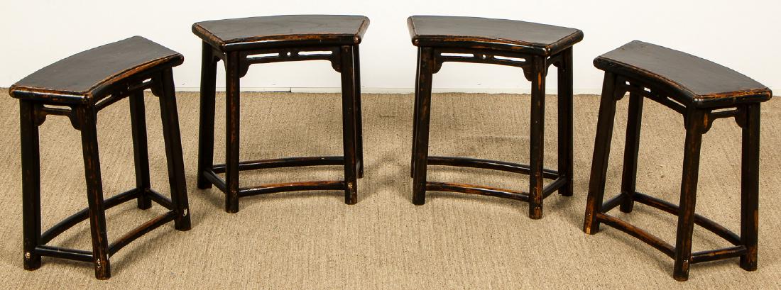 Set of 4 Chinese Wood Stools: Set of 4 Chinese Wood Stools. Each Size: 21'' x 21.25'' x 9'' (53 x 54 x 23 cm).