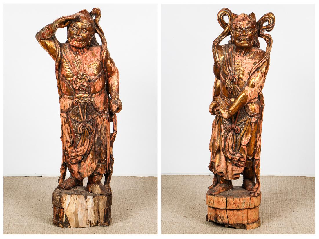 Pair of Large Old Nio Temple Guardian Statues Dec 17, 2017 Material