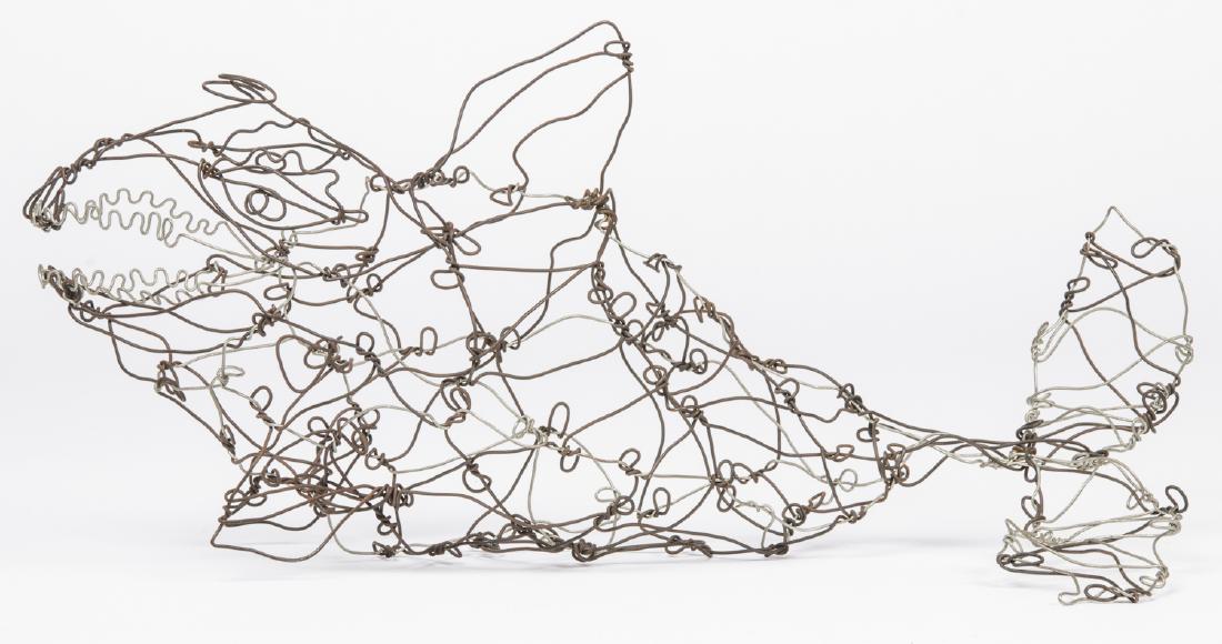 Thai Varick (American, 1941 - 2001) Wire Sculpture: Thai Varick (American, 1941 - 2001) Wire Sculpture of Shark (Pilot Whale). Size: 9.25'' x 11.25'' x 19'' (23 x 29 x 48 cm). For more information on this American original: View a 1994 documentary film
