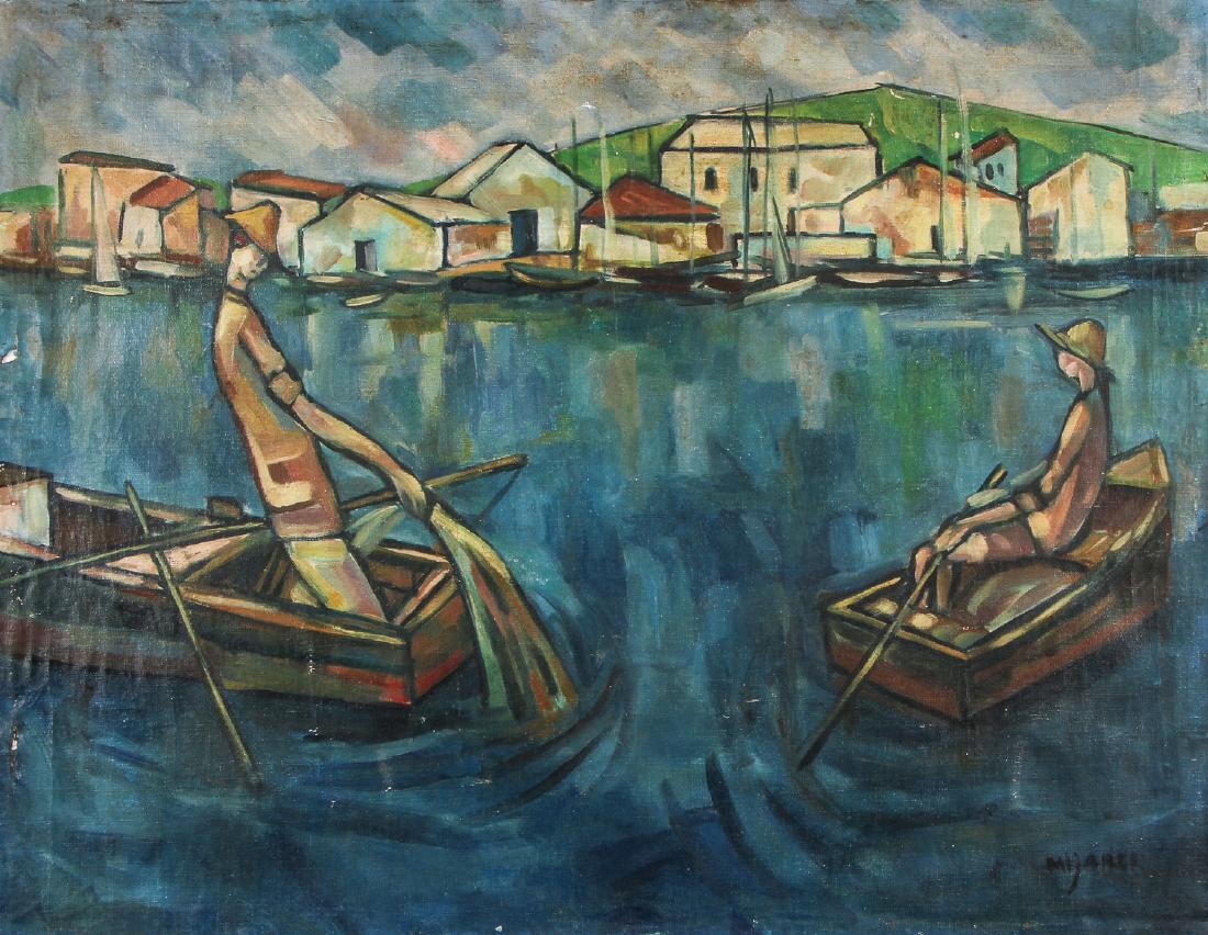 Jose Maria Mijares (Cuban, 1921-2004) Fisherman: Jose Maria Mijares (Cuban, 1921-2004) Fisherman, oil painting on unsretched canvas, signed. Size: 24.25'' x 31'', 62 x 79 cm (unstretched canvas). Provenance: Ex. Michael Lawrence Collection, Philadel