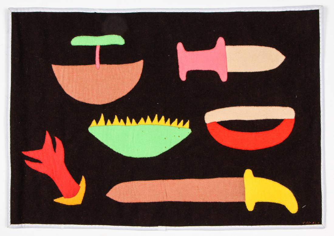 Mary Aluku (Canada/ Wakeham Bay) Inuit Folk Art: Mary Aluku (Canada/ Wakeham Bay) Inuit Folk Art Tapestry, c. 1990, signed. Size: 20.5'' x 29'' (52 x 74 cm).