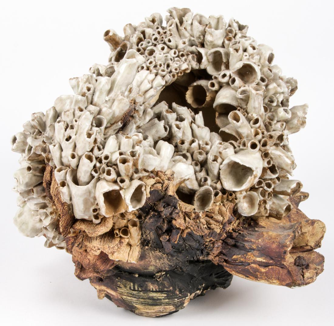 Theresa M. Saulin (20th c.) "Barnacles" Sculpture: Theresa M. Saulin (American, 20th c.) "Barnacles", ceramic sculpture. Size: 10'' x 10.5'' x 12.25'' (25 x 27 x 31 cm).