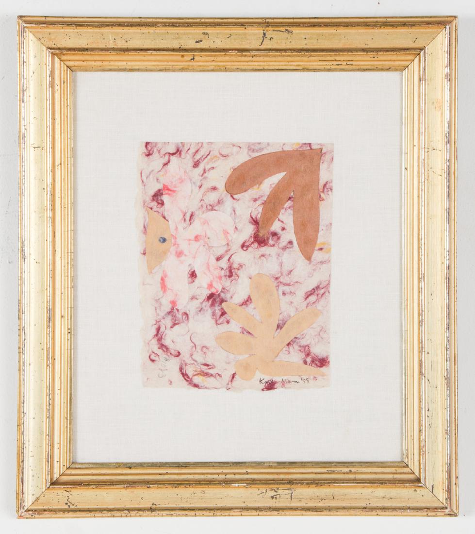 Karl Mann (20th c.) Collage on Paper: Karl Mann (American, 20th c.) Collage on Paper, signed and dated 1958 . Size: 7.5'' x 6'', 19 x 15 cm (sight); 15.25'' x 13.5'', 39 x 34 cm (frame).