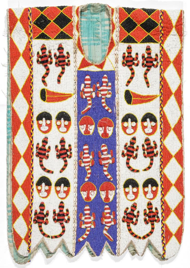 Yoruba Beaded Chief's Mantle/Vest, Nigeria: Yoruba Beaded Chief's Mantle/Vest, Nigeria. Size: 40'' x 28'' (102 x 71 cm).