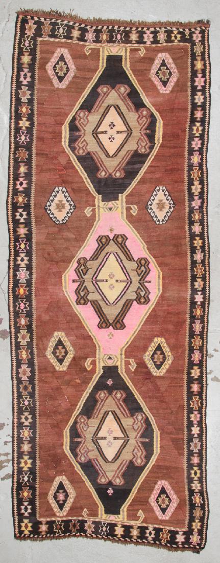 Semi-Antique Turkish Kars Kilim: 4'10'' x 12'10'': Semi-Antique Turkish Kars Kilim, Eastern Turkey: 4'10'' x 12'10'' (147 x 391 cm).