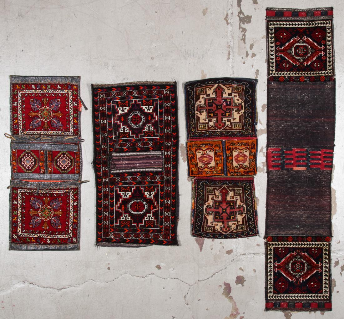 4 Pairs of Semi-Antique Turkish and Afghan Saddlebags: 4 Pairs of Semi-Antique Turkish and Afghan Saddlebags. Ranging in size from: 1'9'' x 3'10'' (53 x 117 cm) to 1'9'' x 7'4'' (53 x 224 cm).
