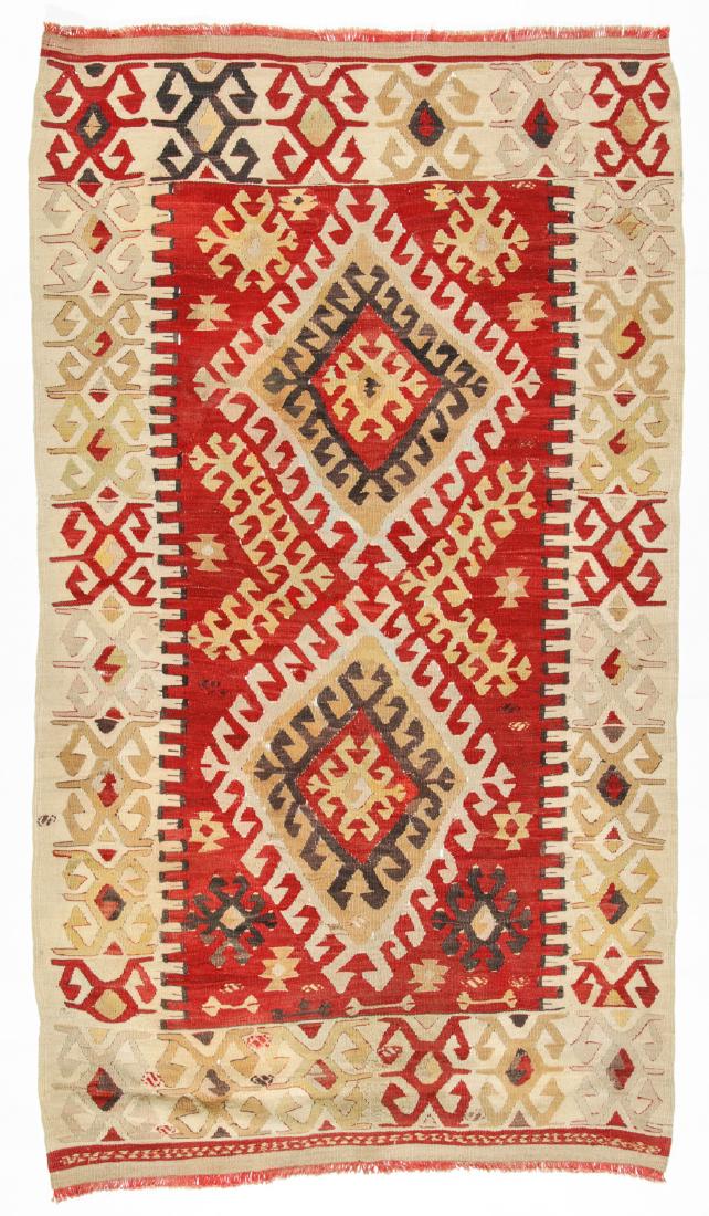 Antique Turkish Kilim: 3'10'' x 6'9'' (117 x 206 cm): Antique Turkish Kilim, Turkey: 3'10'' x 6'9'' (117 x 206 cm). Estate of Cy and Lois Swartz, Philadelphia.