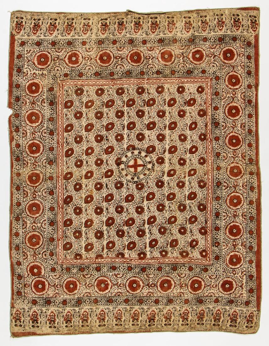 Antique Central Asian Block Print Textile, Bokhara: Antique Central Asian Block Print Textile, Bokhara. Natural dyes, hand-spun cotton. Size: 85'' x 66'' (216 x 168 cm).