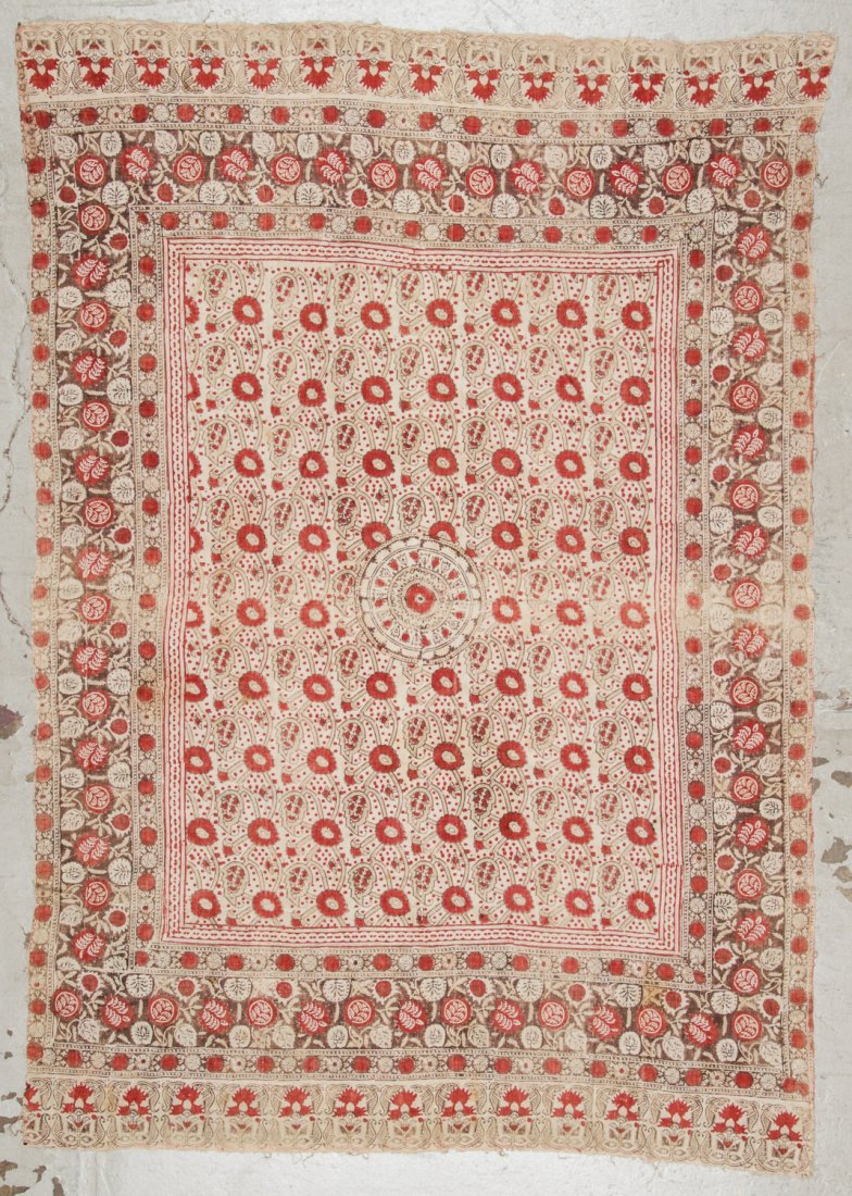 Antique Central Asian Block Print Textile, Bokhara: Antique Central Asian Block Print Textile, Bokhara. Natural dyes, hand-spun cotton. Size: 90'' x 62'' (229 x 157 cm).