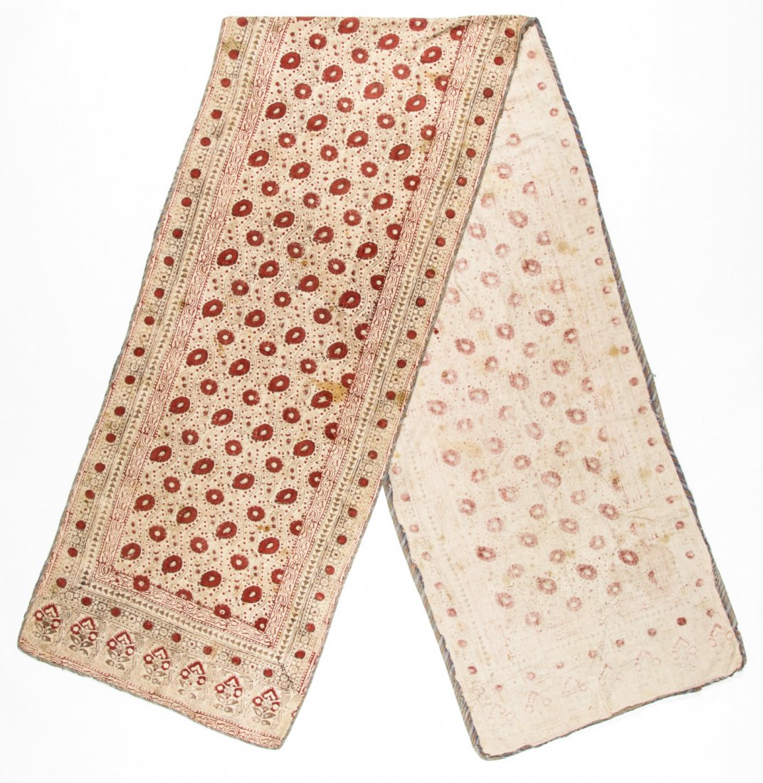 Antique Central Asian Block Print Textile, Bokhara: Antique Central Asian Block Print Textile, Bokhara. Natural dyes, hand-spun cotton. Size: 89'' x 34'' (226 x 86 cm).