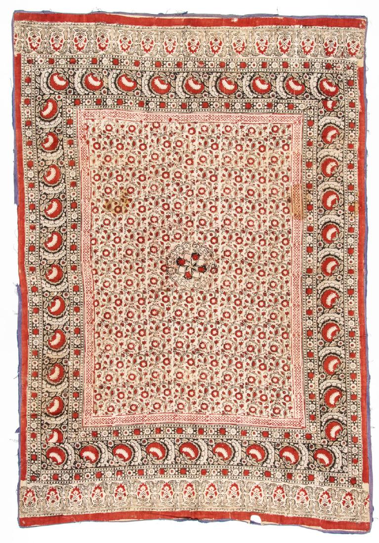 Antique Central Asian Block Print Textile, Bokhara: Antique Central Asian Block Print Textile, Bokhara. Natural dyes, hand-spun cotton. Size: 95'' x 68'' (241 x 173 cm).