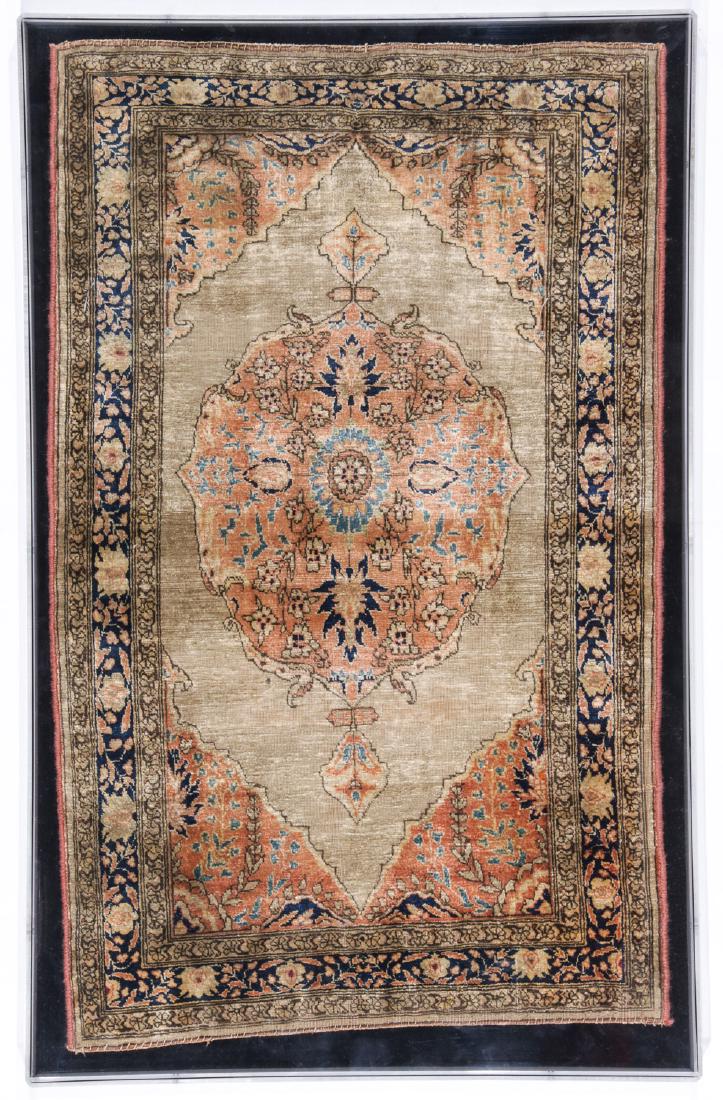 Antique Silk Kashan Rug: 1'11'' x 3' (1 of 3)