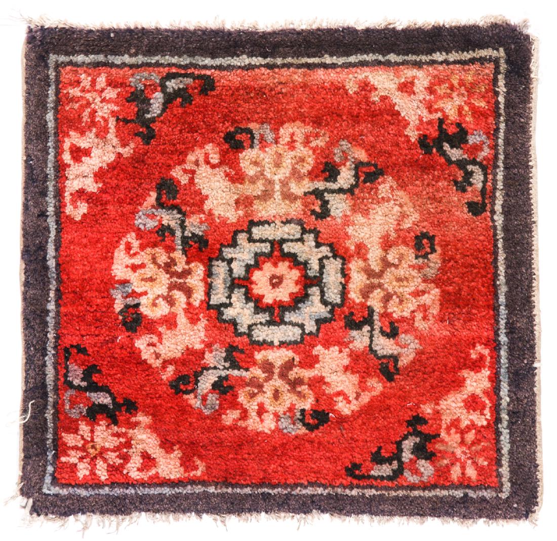 Antique Tibetan Meditation Rug: 1'3'' x 1'4'' (1 of 3)