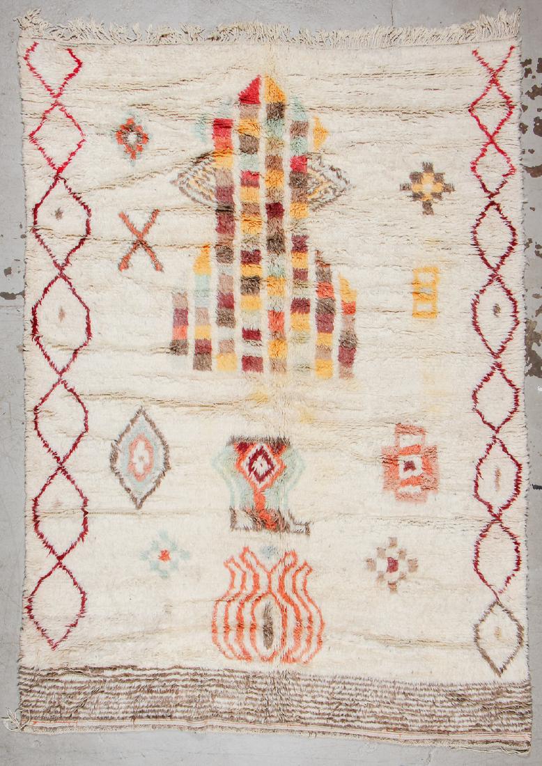 Modern Moroccan Rug: 8'0'' x 10'10'': Modern Moroccan Rug, Morocco: 8'0'' x 10'10'' (244 x 330 cm). Hand-knotted of hand-spun sheep wool; thick, shaggy pile.