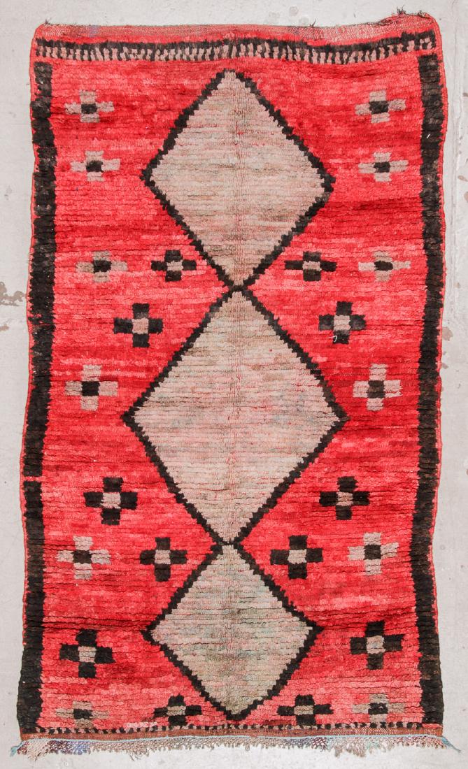 Vintage Moroccan Rug: 5'2'' x 8'10'': Vintage Moroccan Rug, Morocco: 5'2'' x 8'10'' (157 x 269 cm). Hand-knotted of hand-spun sheep wool; thick, shaggy pile pile.