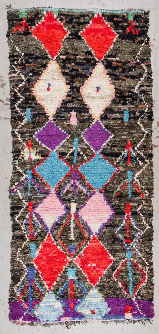 Vintage Moroccan Rug: 4'4'' x 9'7'': Vintage Moroccan Rug, Morocco: 4'4'' x 9'7'' (132 x 292 cm).