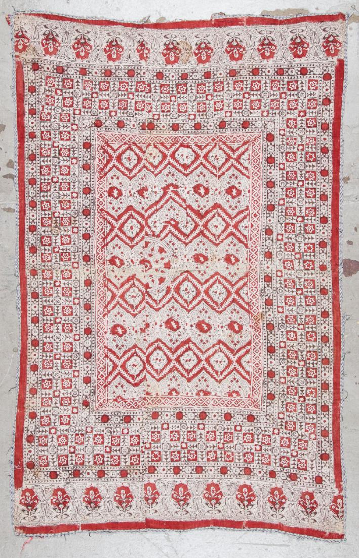 Antique Central Asian Block Print Textile, Bokhara: Antique Central Asian Block Print Textile, Bokhara. Natural dyes, hand-spun cotton. Size: 80'' x 51'' (203 x 130 cm).
