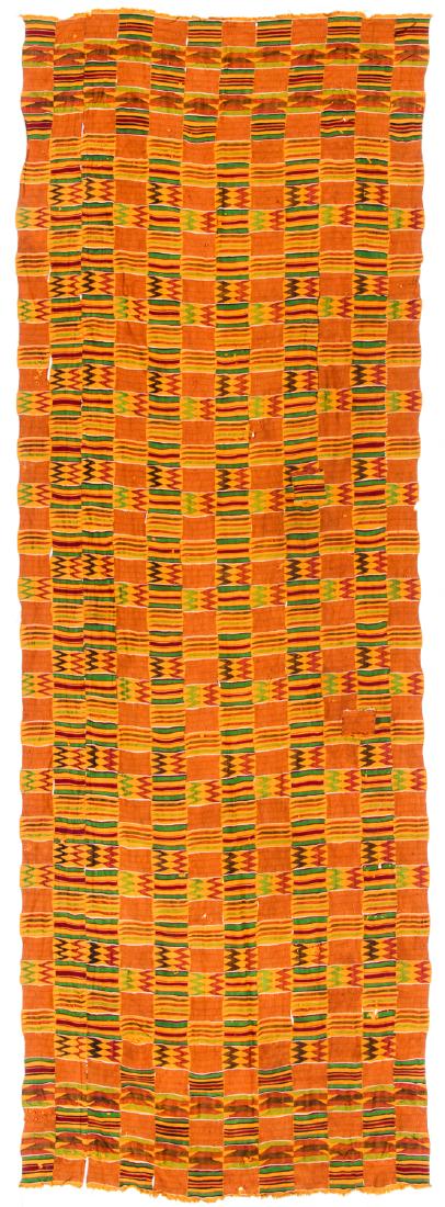 Kente Cloth, Ghana, Mid 20th C.: Kente Cloth, Ghana, Mid 20th C. Size: 117'' x 42'' (297 x 107 cm).