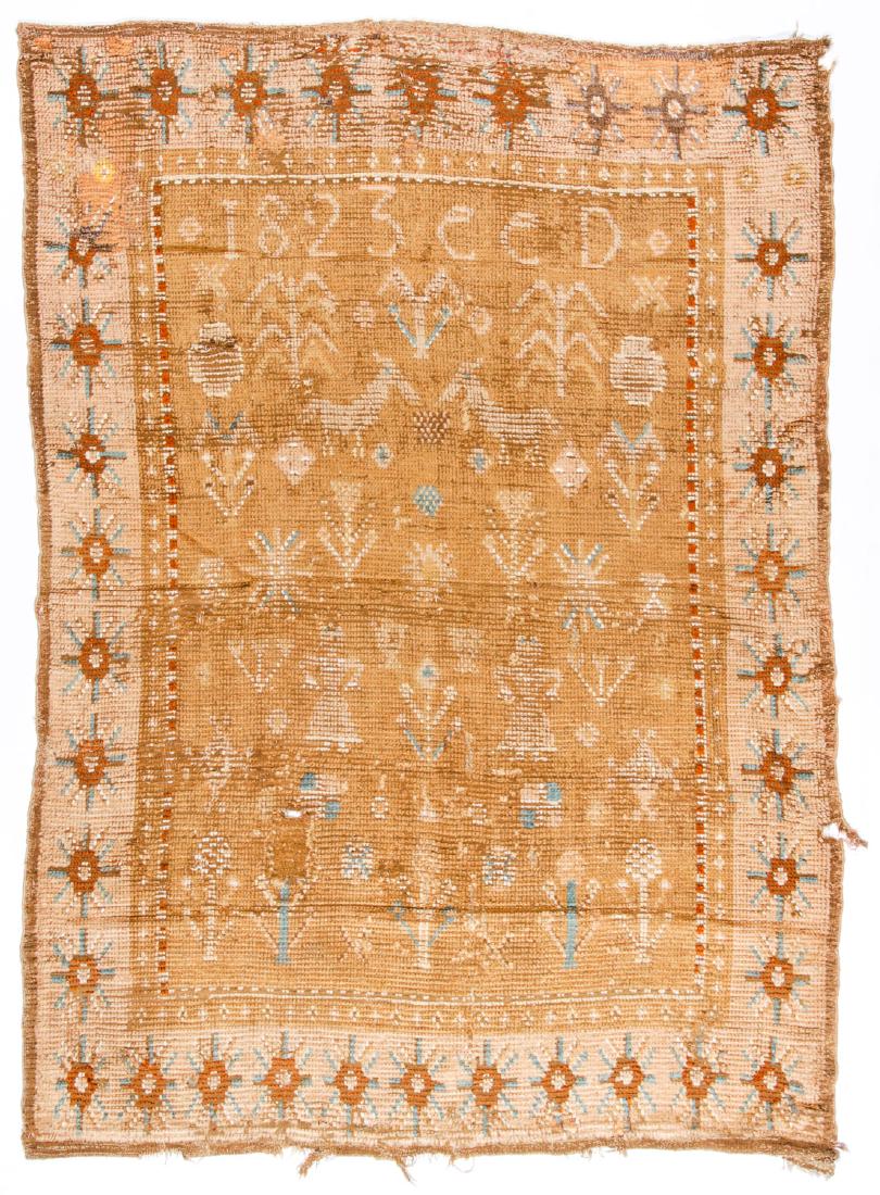 Early 19th C. Scandinavian Rug, Dated "1823" (1 of 6)