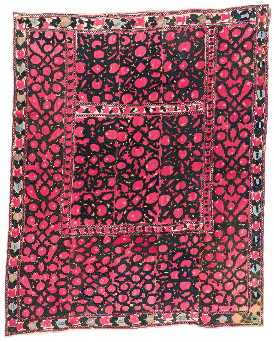 Antique Central Asian Suzani: 94'' x 76'' (1 of 4)