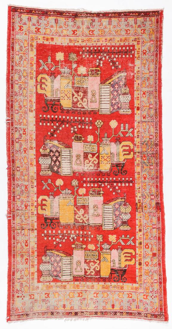 Antique Khotan Rug, Central Asia: 4'6'' x 8'8'': Antique Khotan Rug, Central Asia: 4'6'' x 8'8'' (137 x 264 cm).