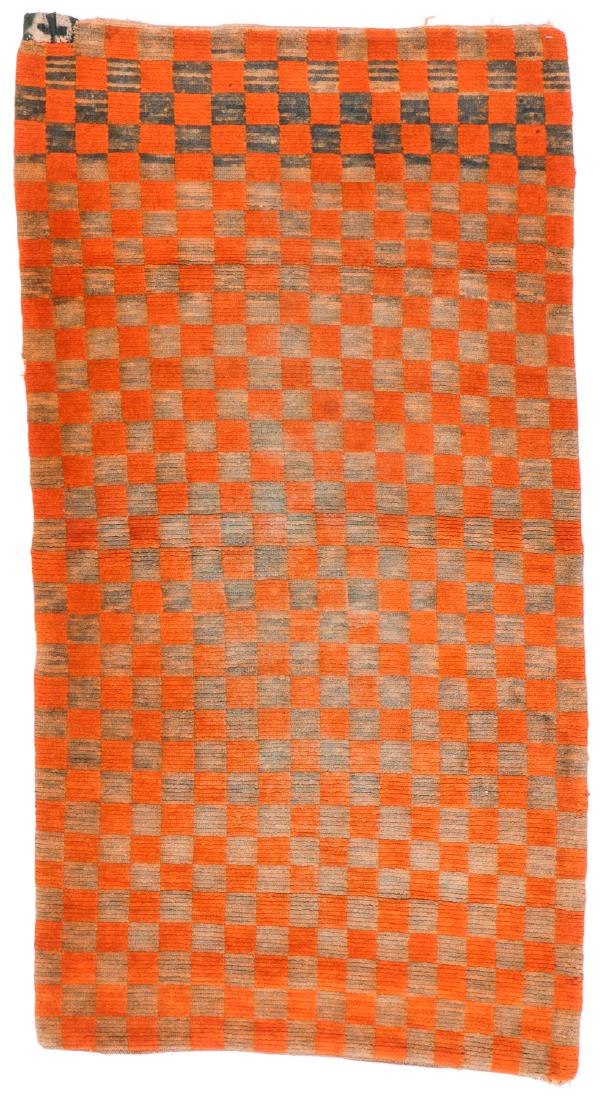 Antique Tibetan Checkerboard Rug: 2'10'' x 5'3'' (1 of 7)