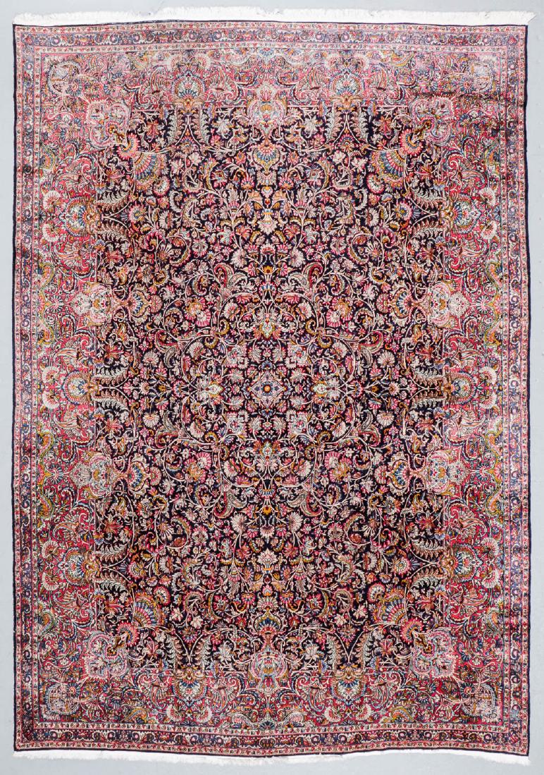 Semi-Antique Blue Kerman Rug: 9'6'' x 13'6'' (1 of 7)
