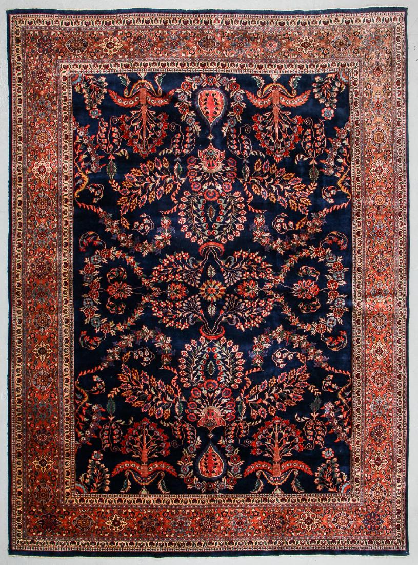 Vintage Blue Sarouk Rug, India: 9'11'' x 13'6'' (1 of 7)