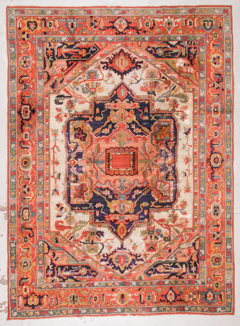 Antique Serapi Style Hooked Rug: 8'1'' x 11'1'' (1 of 7)