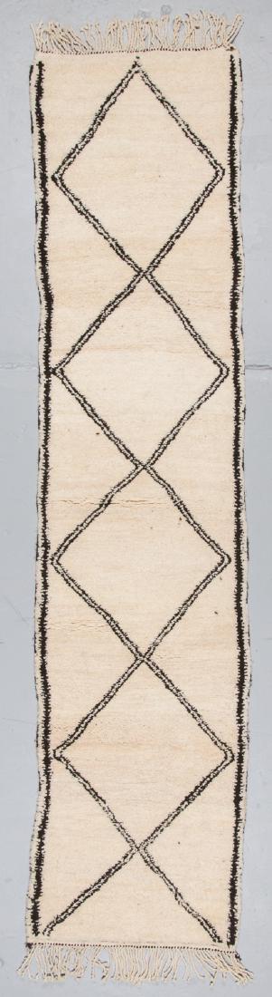 Modern Beni Ourain Rug, Morocco: 2'3'' x 9'7'': Modern Beni Ourain Rug, Morocco: 2'3'' x 9'7'' (69 x 292 cm). Hand-knotted of hand-spun sheep wool; thick, shaggy pile.