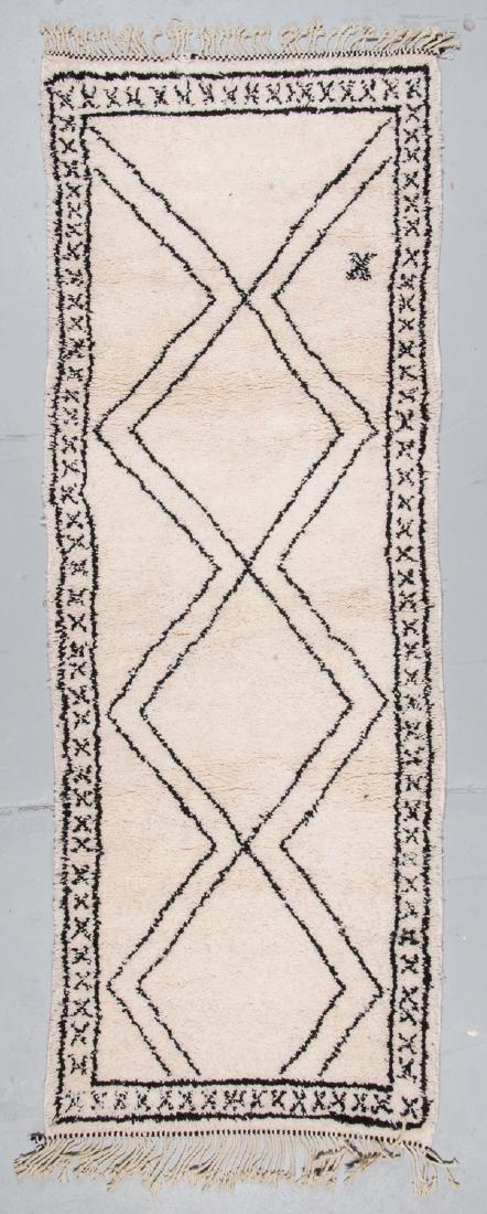 Modern Beni Ourain Rug, Morocco: 3'2'' x 8'6'': Modern Beni Ourain Rug, Morocco: 3'2'' x 8'6'' (97 x 259 cm). Hand-knotted of hand-spun sheep wool; thick, shaggy pile.