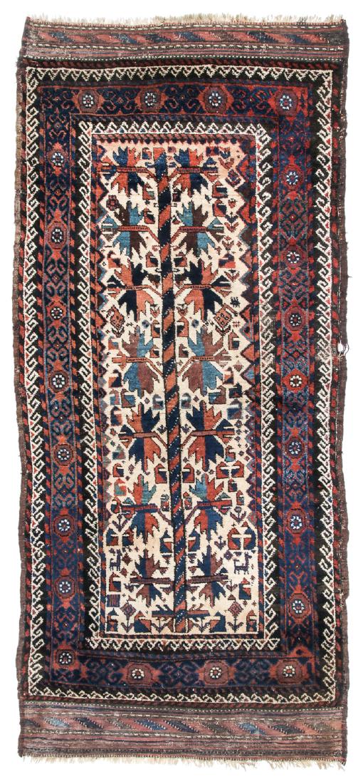 Antique Beluch Rug, Afghanistan: 3'5'' x 7'6'': Antique Beluch Rug, Afghanistan: 3'5'' x 7'6'' (104 x 229 cm). Circa 1900.