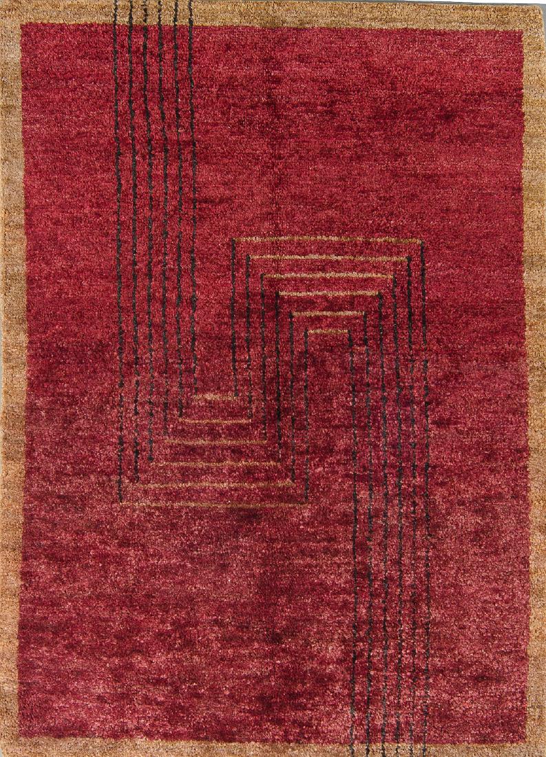 Modern Mid Century Style Rug Handknotted in Hemp: 6'4'' (1 of 3)