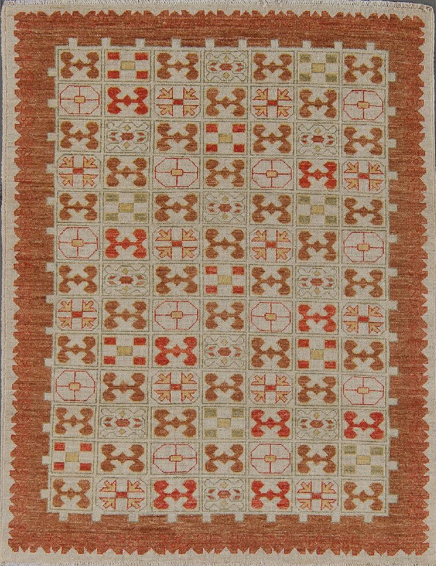 Mid Century Style Afghan Rug: 4'10'' x 3'8'' (1 of 3)